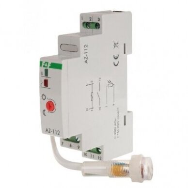 Modular photo relay | twilight switch with external sensor | 16 A | 230 V AC | 2–1000 lx | 1NO | IP65 sensor | DIN | F&F | AZ-112 1 Modular photo relay | twilight switch with external sensor | 16 A | 230 V AC | 2–1000 lx | 1NO | IP65 sensor | DIN | F&F | AZ-112 1