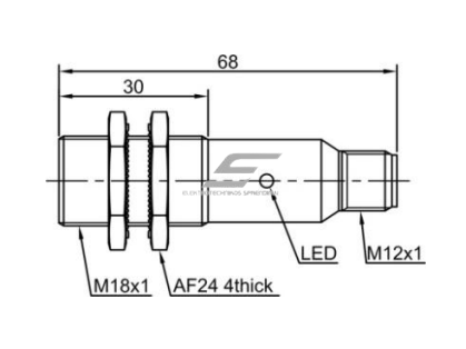 Fotoelektrinis retroreflektinis jutiklis | 3000mm | M18 | 10-30VDC | NO+NC | PNP | M12 | nikelio-vario korpusas | infraraudonųjų LED spindulių | IP67 1 Fotoelektrinis retroreflektinis jutiklis | 3000mm | M18 | 10-30VDC | NO+NC | PNP | M12 | nikelio-vario korpusas | infraraudonųjų LED spindulių | IP67 1