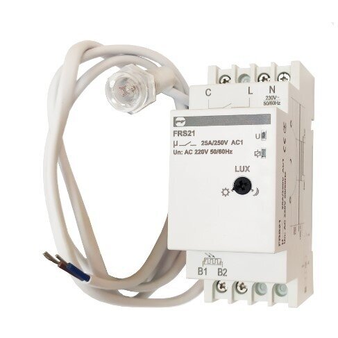 Foto relejs | krēslas slēdzis ar sensoru | 25A | 230V | 2-100 luks | IP20 | FRS21 Foto relejs | krēslas slēdzis ar sensoru | 25A | 230V | 2-100 luks | IP20 | FRS21