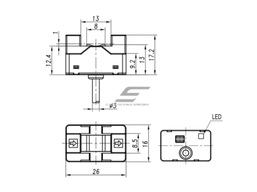 Fotoelektrinis jutiklis | nutraukiamo spindulio | skysčių aptikimui | U formos | šakutės tipo | 6-13mm | 16x17,2x26mm | 10-30VDC | NO/NC | NPN | 2m kabelis | PBT | infraraudonųjų spindulių | IP50 1 Fotoelektrinis jutiklis | nutraukiamo spindulio | skysčių aptikimui | U formos | šakutės tipo | 6-13mm | 16x17,2x26mm | 10-30VDC | NO/NC | NPN | 2m kabelis | PBT | infraraudonųjų spindulių | IP50 1