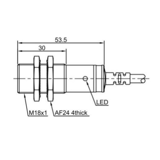 Photoelectric retro-reflective sensor | 3000mm | M18 | 10-30VDC | NO+NC | PNP | 2m cable | nickel-copper housing | infrared LED beam | IP67 1 Photoelectric retro-reflective sensor | 3000mm | M18 | 10-30VDC | NO+NC | PNP | 2m cable | nickel-copper housing | infrared LED beam | IP67 1