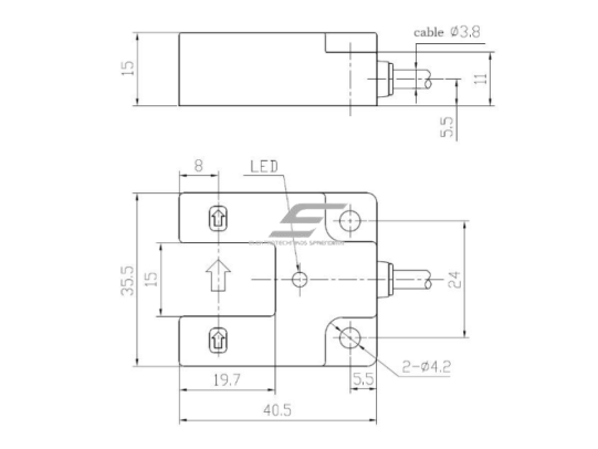 Fotoelektrinis jutiklis | nutraukiamo spindulio | U formos | šakutės tipo | 15mm | 40x35x15mm | 10-30VDC | NO | NPN | 2m kabelis | PBT | infraraudonųjų LED spindulių | IP64 1 Fotoelektrinis jutiklis | nutraukiamo spindulio | U formos | šakutės tipo | 15mm | 40x35x15mm | 10-30VDC | NO | NPN | 2m kabelis | PBT | infraraudonųjų LED spindulių | IP64 1