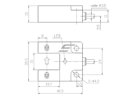 Fotoelektrinis jutiklis | nutraukiamo spindulio | U formos | šakutės tipo | 15mm | 40x35x15mm | 10-30VDC | NC | NPN | 2m kabelis | PBT | infraraudonųjų LED spindulių | IP64 1 Fotoelektrinis jutiklis | nutraukiamo spindulio | U formos | šakutės tipo | 15mm | 40x35x15mm | 10-30VDC | NC | NPN | 2m kabelis | PBT | infraraudonųjų LED spindulių | IP64 1