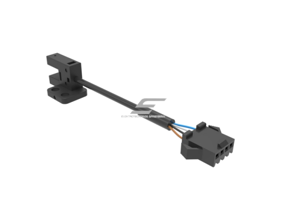 Fotoelektrinis jutiklis | nutraukiamo spindulio | U formos | šakutės tipo | 5mm | 21,3x13,7x13mm | 5-24VDC | NO/NC | NPN | 5cm kabelis + 4 kontaktų jungtis | PBT | infraraudonųjų LED spindulių | IP64