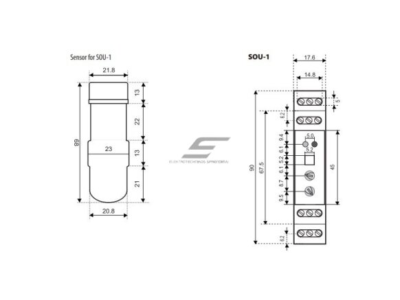 Modulinė foto relė su jutikliu | 16A | 230VAC | 1-50000Lux | IP40 | Eti | SOU-1 | 002470011 5