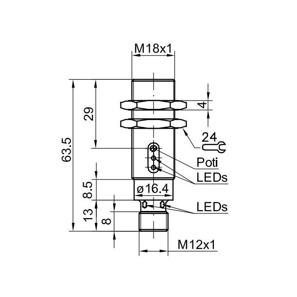 Diffuse photoelectric proximity sensor | 1-600mm | 10-36VDC | PNP | NO | M12 | SensoPart | FT18 R-PSL4 | 704-21000 2
