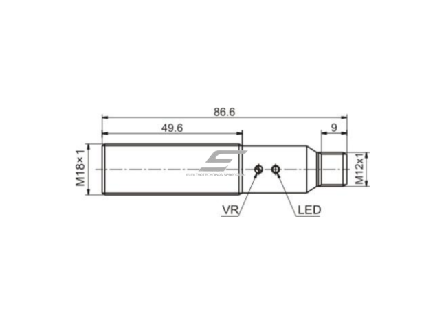 Fotoelektrinis jutiklis su fono slopinimu | 100mm | M18 | 10-30VDC | NO+NC | NPN | M12 | nikelio-vario korpusas | raudonų LED spindulių | IP67 1 Fotoelektrinis jutiklis su fono slopinimu | 100mm | M18 | 10-30VDC | NO+NC | NPN | M12 | nikelio-vario korpusas | raudonų LED spindulių | IP67 1