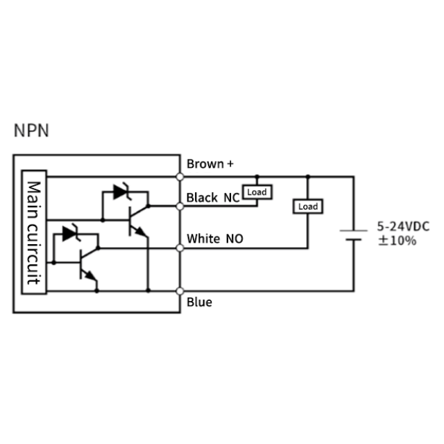 Photoelectric sensor | Through-beam type | U-shaped | 5mm | 13,4x12,5x11,7mm | 5–24VDC | NO/NC | NPN | 1m cable | PP | Infrared LED beam | IP65 3