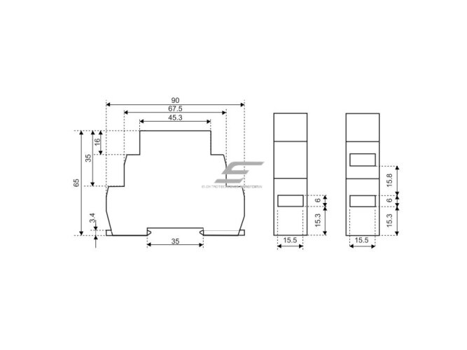 Modulinė foto relė su jutikliu | 16A | 230VAC | 1-50000Lux | IP40 | Eti | SOU-1 | 002470011 4
