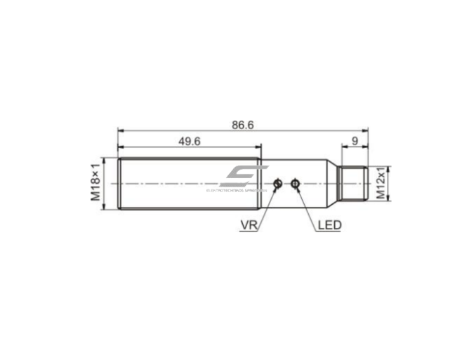 Fotoelektrinis jutiklis su fono slopinimu | 100mm | M18 | 10-30VDC | NO+NC | PNP | M12 | nikelio-vario korpusas | raudonų LED spindulių | IP67 1