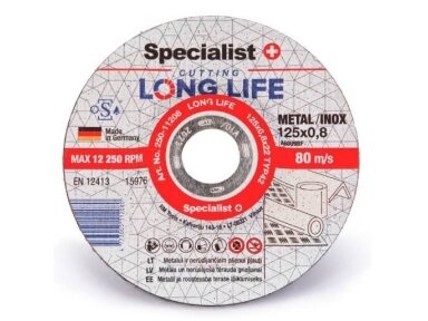 Metalo pjovimo diskas | 125x0,8x22mm | Specialist+ | Long Life | 250-11208 | 4773005112080 Metalo pjovimo diskas | 125x0,8x22mm | Specialist+ | Long Life | 250-11208 | 4773005112080
