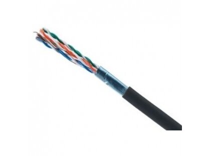FTP Kabelis | CAT5e | 4x2x0,5 | ekranuotas | varinis | viengyslis | atsparus UV | lauko sąlygoms | 1m | juodas FTP Kabelis | CAT5e | 4x2x0,5 | ekranuotas | varinis | viengyslis | atsparus UV | lauko sąlygoms | 1m | juodas