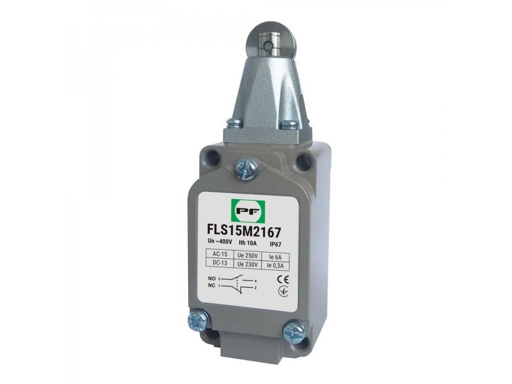 Mechaninis galinės padėties (galinukas) jungiklis su ratuku | 1NO+1NC | IP67 | metalinis | FLS 15M21 | Promfactor Baltic | FLS15M2167 | 4779040159332