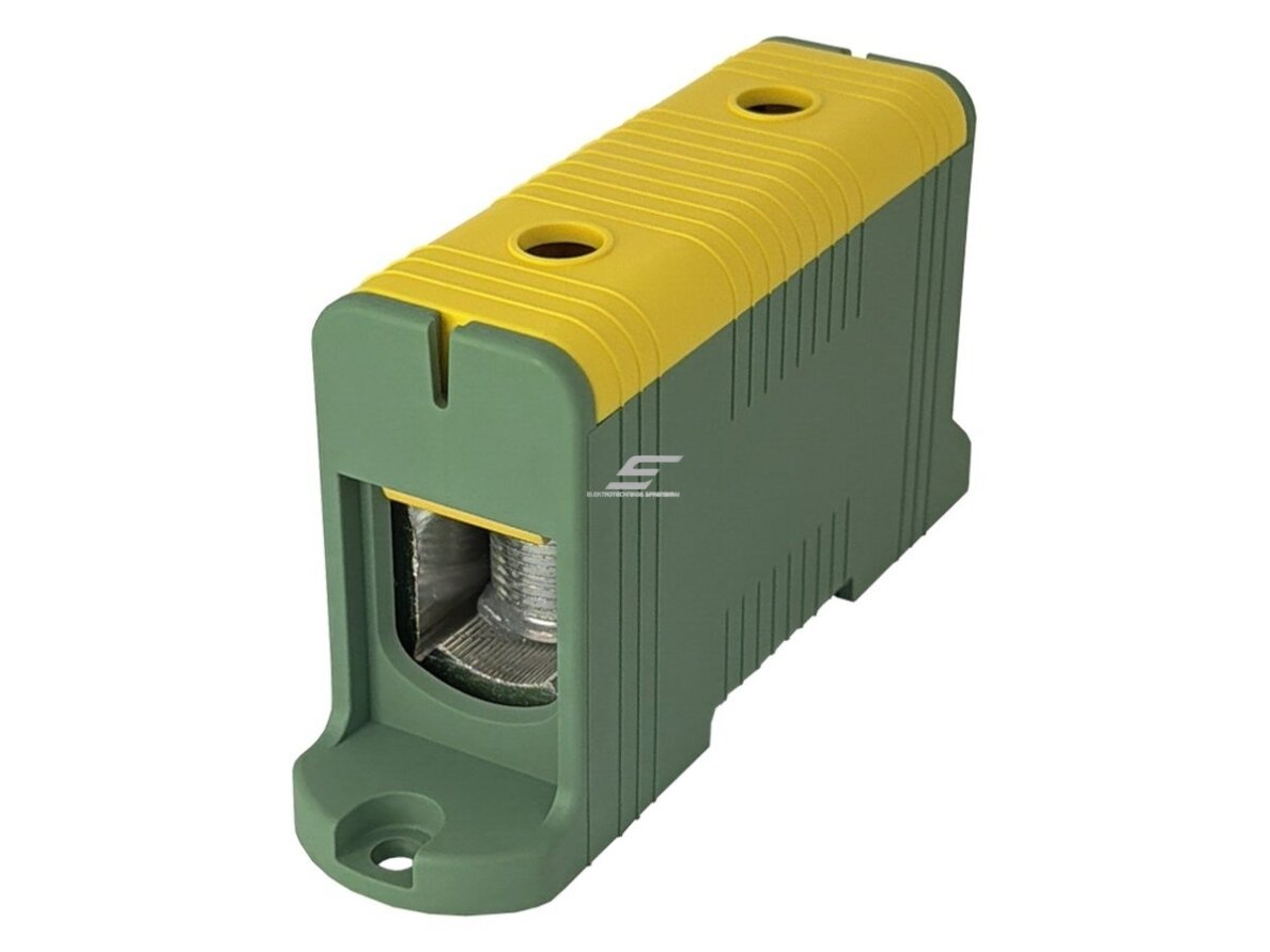 Galios paskirstymo gnybtas | 1P | 425/380 A (Cu/Al) | Cu 35–240 mm² / Al 35–240 mm² | 1000 V AC | montavimo plokštė | geltonai žalias (PE) | Promfactor Baltic | FT1240G Galios paskirstymo gnybtas | 1P | 425/380 A (Cu/Al) | Cu 35–240 mm² / Al 35–240 mm² | 1000 V AC | montavimo plokštė | geltonai žalias (PE) | Promfactor Baltic | FT1240G