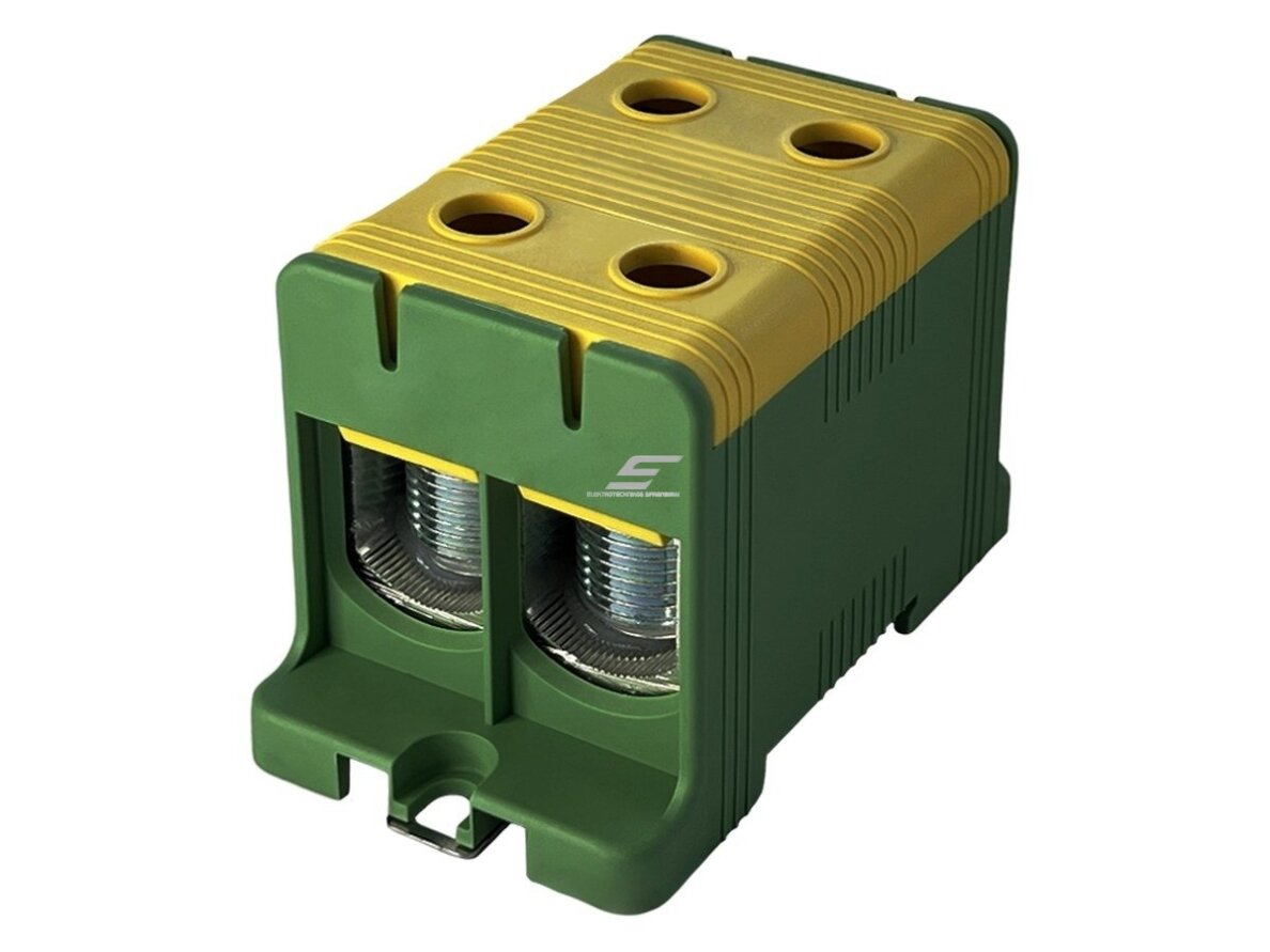 Galios paskirstymo gnybtas | 2P | 320/290 A (Cu/Al) | Cu 35–150 mm² / Al 35–150 mm² | 1000 V AC | DIN 35 / plokštė | geltonai žalias (PE) | Promfactor Baltic | FT1150G2