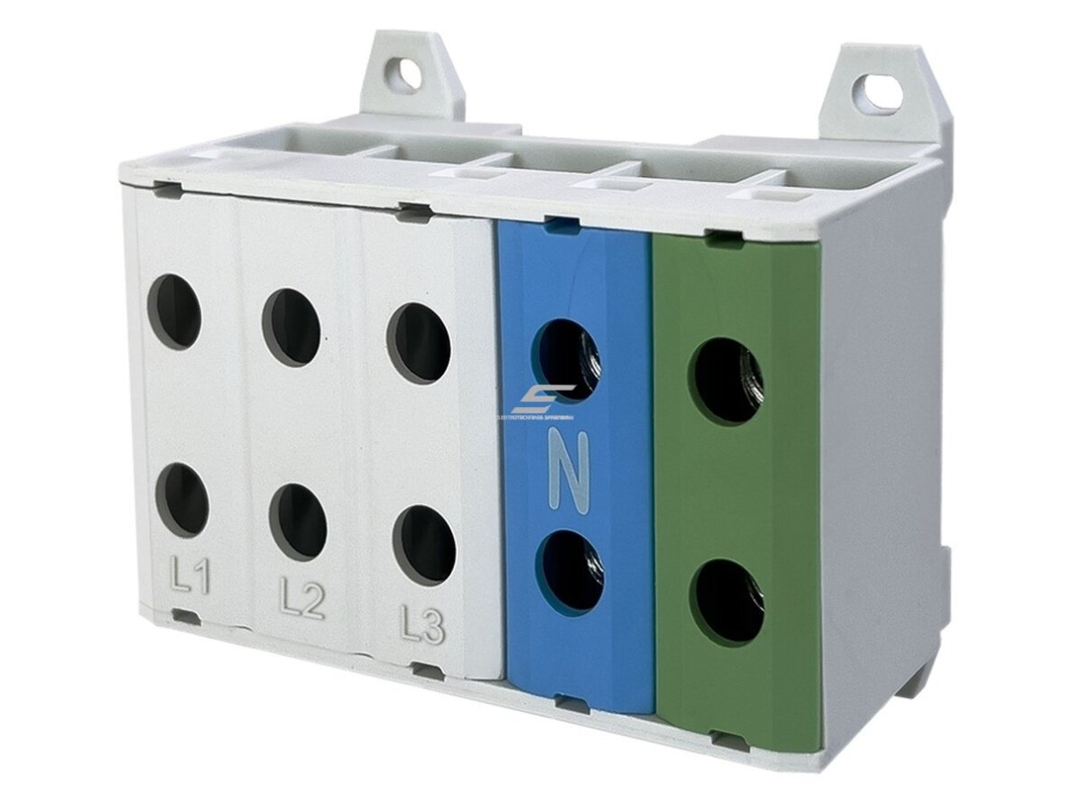 Galios paskirstymo gnybtų blokas | 3P+N+PE | 135/120 A (Cu/Al) | Cu 2,5–35 mm² / Al 2,5–35 mm² | 1000 V AC | DIN 35 | Promfactor Baltic | FT503500