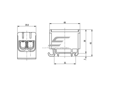 Galios gnybtai 2x2,5-50mm² kabelių -laidų pajungimui, komunikacijai į paskirstymo skydelį ant DIN bėgelio 1 Galios gnybtai 2x2,5-50mm² kabelių -laidų pajungimui, komunikacijai į paskirstymo skydelį ant DIN bėgelio 1