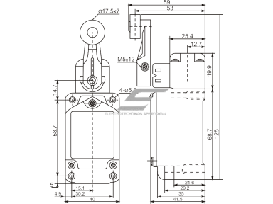Mechaninis galinės padėties (galinukas) jungiklis su ratuku | 1NO+1NC | IP67 | metalinis | FLS 15M31 | Promfactor Baltic | FLS15M3167 | 4779040159349