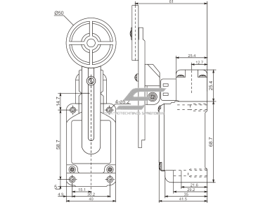 Mechaninis galinės padėties (galinukas) jungiklis su ratuku | 1NO+1NC | IP67 | metalinis | FLS 15M322 | Promfactor Baltic | FLS15M32267 | 4772151002566 Mechaninis galinės padėties (galinukas) jungiklis su ratuku | 1NO+1NC | IP67 | metalinis | FLS 15M322 | Promfactor Baltic | FLS15M32267 | 4772151002566