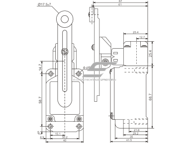 Mechaninis galinės padėties (galinukas) jungiklis su ratuku | 1NO+1NC | IP67 | metalinis | FLS 15M33 | Promfactor Baltic | FLS15M3367 | 4779040159356