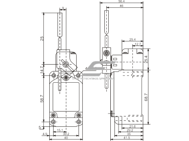 Mechaninis galinės padėties (galinukas) jungiklis su svirtele | 1NO+1NC | IP67 | metalinis | FLS 15M42 | Promfactor Baltic | FLS15M4267 | 4779040159387