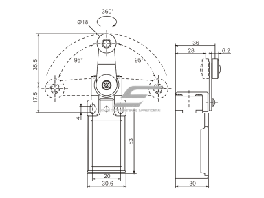 Mechaninis galinės padėties (galinukas) jungiklis su ratuku | 1NO+1NC | IP65 | plastikinis | FLS 15M31Р | Promfactor Baltic | FLS15M31P65 | 4779040159271 Mechaninis galinės padėties (galinukas) jungiklis su ratuku | 1NO+1NC | IP65 | plastikinis | FLS 15M31Р | Promfactor Baltic | FLS15M31P65 | 4779040159271