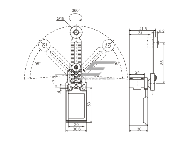 Mechaninis galinės padėties (galinukas) jungiklis su ratuku | 1NO+1NC | IP65 | plastikinis | FLS 15M33Р | Promfactor Baltic | FLS15M33P65 | 4779040158984 Mechaninis galinės padėties (galinukas) jungiklis su ratuku | 1NO+1NC | IP65 | plastikinis | FLS 15M33Р | Promfactor Baltic | FLS15M33P65 | 4779040158984