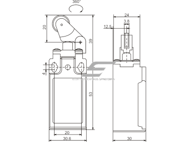 Mechaninis galinės padėties (galinukas) jungiklis su ratuku | 1NO+1NC | IP65 | plastikinis | FLS 15M35Р | Promfactor Baltic | FLS15M35P65 | 4779040159288 Mechaninis galinės padėties (galinukas) jungiklis su ratuku | 1NO+1NC | IP65 | plastikinis | FLS 15M35Р | Promfactor Baltic | FLS15M35P65 | 4779040159288