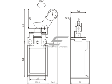 Mechaninis galinės padėties (galinukas) jungiklis su ratuku | 1NO+1NC | IP65 | plastikinis | FLS 15M36Р | Promfactor Baltic | FLS15M36P65 | 4779040159295 Mechaninis galinės padėties (galinukas) jungiklis su ratuku | 1NO+1NC | IP65 | plastikinis | FLS 15M36Р | Promfactor Baltic | FLS15M36P65 | 4779040159295