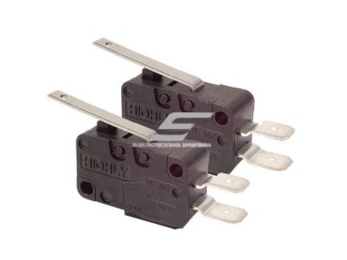 Galinės padėties mikrojungiklis su svirtele | NA+NC | 27.8x10.3x18.8mm | 6.3mm | VT16021C Galinės padėties mikrojungiklis su svirtele | NA+NC | 27.8x10.3x18.8mm | 6.3mm | VT16021C