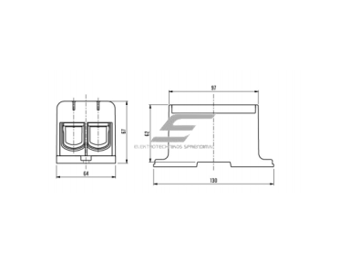 Galios gnybtai 2x35-240mm² kabelių -laidų pajungimui, komunikacijai į paskirstymo skydelį ant DIN bėgelio