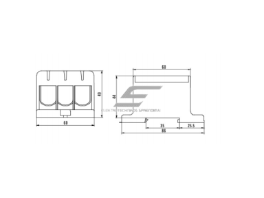Galios gnybtai 3x16-95mm² kabelių -laidų pajungimui, komunikacijai į paskirstymo skydelį ant DIN bėgelio Galios gnybtai 3x16-95mm² kabelių -laidų pajungimui, komunikacijai į paskirstymo skydelį ant DIN bėgelio
