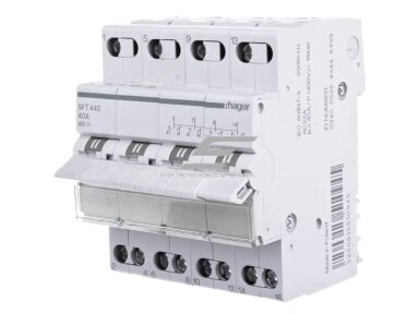 Modulinis galios perjungiklis | kirtiklis elektros generatoriams | 1-0-2 | 4P | 40A | 400V | IP20 | DIN | Hager | SFT440 | 3250615510945 Modulinis galios perjungiklis | kirtiklis elektros generatoriams | 1-0-2 | 4P | 40A | 400V | IP20 | DIN | Hager | SFT440 | 3250615510945