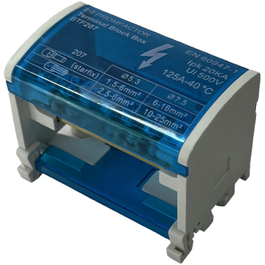 Jaudas sadales spaiļu bloks | 125A | 2x7 | 1.5-16mm² | uz DIN sliedes | Promfactor Baltic BTF207 Jaudas sadales spaiļu bloks | 125A | 2x7 | 1.5-16mm² | uz DIN sliedes | Promfactor Baltic BTF207
