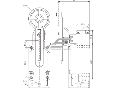 Mechaninis galinės padėties (galinukas) jungiklis su ratuku | 1NO+1NC | IP67 | metalinis | FLS 15M322 | Promfactor Baltic | FLS15M32267 | 4772151002566 1 Mechaninis galinės padėties (galinukas) jungiklis su ratuku | 1NO+1NC | IP67 | metalinis | FLS 15M322 | Promfactor Baltic | FLS15M32267 | 4772151002566 1