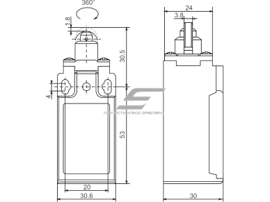 Mechaninis galinės padėties (galinukas) jungiklis su ratuku | 1NO+1NC | IP65 | plastikinis | FLS 15M21Р | Promfactor Baltic | FLS15M21P65 | 4779040159264 1 Mechaninis galinės padėties (galinukas) jungiklis su ratuku | 1NO+1NC | IP65 | plastikinis | FLS 15M21Р | Promfactor Baltic | FLS15M21P65 | 4779040159264 1