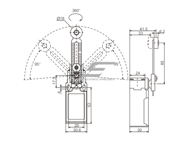 Mechaninis galinės padėties (galinukas) jungiklis su ratuku | 1NO+1NC | IP65 | plastikinis | FLS 15M33Р | Promfactor Baltic | FLS15M33P65 | 4779040158984 1