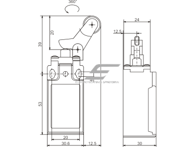 Mechaninis galinės padėties (galinukas) jungiklis su ratuku | 1NO+1NC | IP65 | plastikinis | FLS 15M36Р | Promfactor Baltic | FLS15M36P65 | 4779040159295 1
