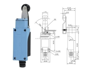 Mechaninis galinės padėties (galinukas) jungiklis su ratuku | 2NO+2NC | 10A | 380VAC | IP65 4