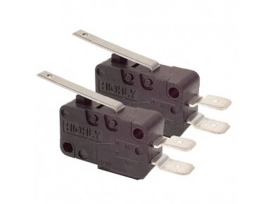 Galinės padėties mikrojungiklis su svirtele | NA+NC | 27.8x10.3x18.8mm | 6.3mm | VT16021C