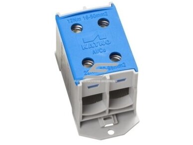 Galios paskirstymo gnybtas | laidų | kabelių pajungimui | Al/Cu: 2x16-95mm² | ant DIN | mėlynas | KATKO | KL 2x95 Galios paskirstymo gnybtas | laidų | kabelių pajungimui | Al/Cu: 2x16-95mm² | ant DIN | mėlynas | KATKO | KL 2x95