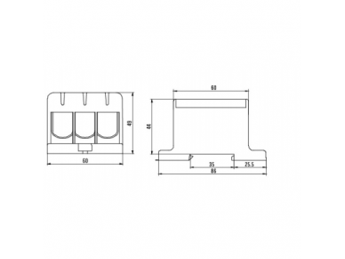 Galios gnybtai 3x16-95mm² kabelių -laidų pajungimui, komunikacijai į paskirstymo skydelį ant DIN bėgelio 1 Galios gnybtai 3x16-95mm² kabelių -laidų pajungimui, komunikacijai į paskirstymo skydelį ant DIN bėgelio 1
