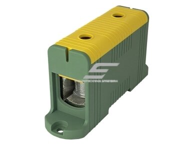 Galios paskirstymo gnybtas | 1P | 425/380 A (Cu/Al) | Cu 35–240 mm² / Al 35–240 mm² | 1000 V AC | montavimo plokštė | geltonai žalias (PE) | Promfactor Baltic | FT1240G Galios paskirstymo gnybtas | 1P | 425/380 A (Cu/Al) | Cu 35–240 mm² / Al 35–240 mm² | 1000 V AC | montavimo plokštė | geltonai žalias (PE) | Promfactor Baltic | FT1240G