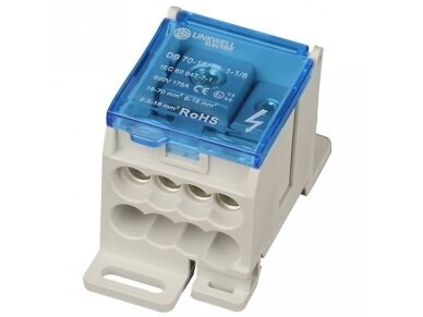 Galios paskirstymo gnybtas | laidų | kabelių pajungimui | 125A | In: 1x10-35mm² | 1x6-16mm² | Out: 8x2,5-16mm² | ant DIN | Linkwell | DB-125 Galios paskirstymo gnybtas | laidų | kabelių pajungimui | 125A | In: 1x10-35mm² | 1x6-16mm² | Out: 8x2,5-16mm² | ant DIN | Linkwell | DB-125