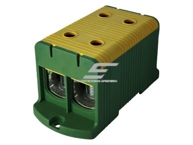 Galios paskirstymo gnybtas | 2P | 425/380 A (Cu/Al) | Cu 35–240 mm² / Al 35–240 mm² | 1000 V AC | montavimo plokštė | geltonai žalias (PE) | Promfactor Baltic | FT1240G2 Galios paskirstymo gnybtas | 2P | 425/380 A (Cu/Al) | Cu 35–240 mm² / Al 35–240 mm² | 1000 V AC | montavimo plokštė | geltonai žalias (PE) | Promfactor Baltic | FT1240G2