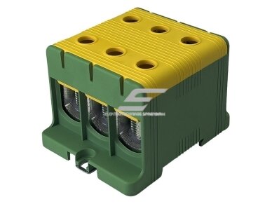 Galios paskirstymo gnybtas | 3P | 320/290 A (Cu/Al) | Cu 35–150 mm² / Al 35–150 mm² | 1000 V AC | DIN 35 / plokštė | geltonai žalias (PE) | Promfactor Baltic | FT1150G3 Galios paskirstymo gnybtas | 3P | 320/290 A (Cu/Al) | Cu 35–150 mm² / Al 35–150 mm² | 1000 V AC | DIN 35 / plokštė | geltonai žalias (PE) | Promfactor Baltic | FT1150G3