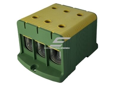 Galios paskirstymo gnybtas | 3P | 425/380 A (Cu/Al) | Cu 35–240 mm² / Al 35–240 mm² | 1000 V AC | montavimo plokštė | geltonai žalias (PE) | Promfactor Baltic | FT1240G3 Galios paskirstymo gnybtas | 3P | 425/380 A (Cu/Al) | Cu 35–240 mm² / Al 35–240 mm² | 1000 V AC | montavimo plokštė | geltonai žalias (PE) | Promfactor Baltic | FT1240G3