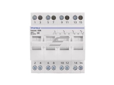 Modulinis galios perjungiklis | kirtiklis elektros generatoriams | 1-0-2 | 4P | 63A | 400V | DIN | TAXNELE | TO419G63A