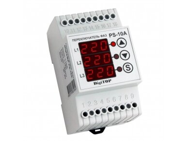 Modulinis | skaitmeninis automatinis fazinis jungiklis perjungiklis | 10A | DIN | DigiTop | PS-10A Modulinis | skaitmeninis automatinis fazinis jungiklis perjungiklis | 10A | DIN | DigiTop | PS-10A