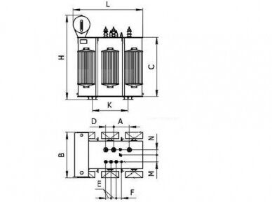 Galios transformatorius | 100 kVA | 6(10)/0,4kV | XX | K3 | TM tipo | ITM-100-10 1